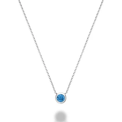 Les Bijoux 10k White Gold Bezel Set Blue Topaz Necklace
