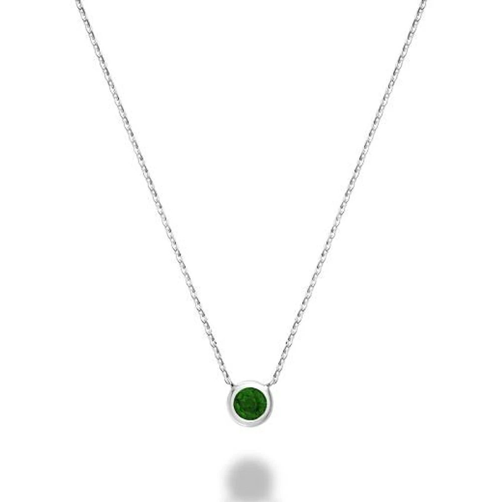 Les Bijoux 10k White Gold Bezel Set Emerald Necklace