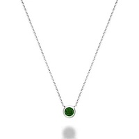 Les Bijoux 10k White Gold Bezel Set Emerald Necklace
