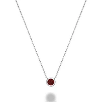 Les Bijoux 10k White Gold Bezel Set Garnet Necklace