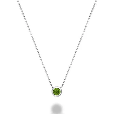 Les Bijoux 10k White Gold Bezel Set Peridot Necklace