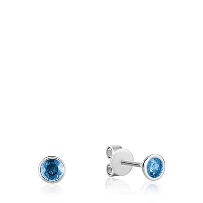 Les Bijoux 10K White Gold Bezel Set Blue Topaz Earrings