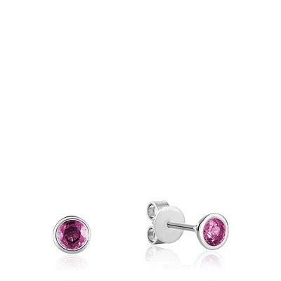 Les Bijoux 10K White Gold Bezel Set Pink Topaz Earrings