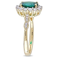 Julianna B 14K Yellow Gold Created Emerald, White Topaz & Diamond Ring