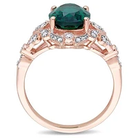 Julianna B 10K Rose Gold Created Emerald & 0.2CTW Diamond Ring