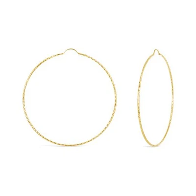 10K Yellow Gold 50mm Diamond Cut Hoop Earrings