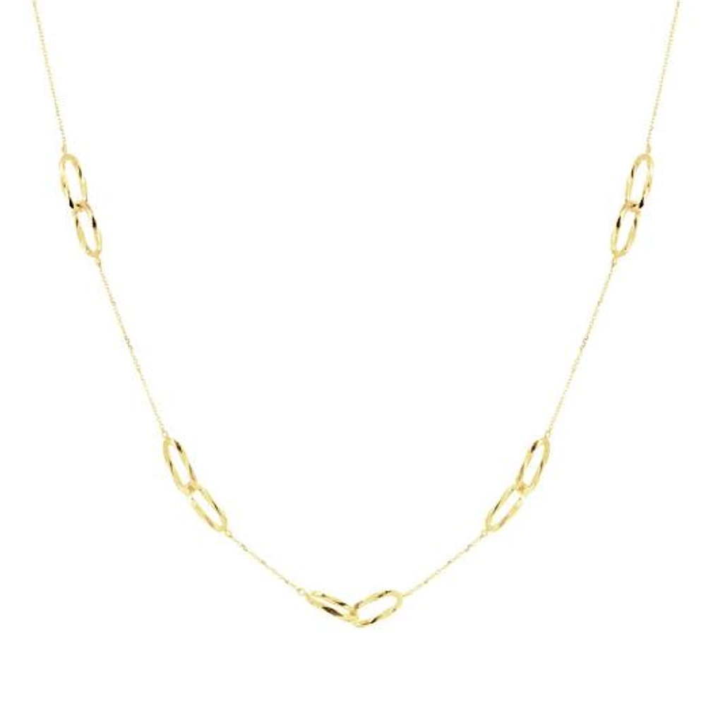 10K Yellow Gold Diamond Cut Paperclip Chain Necklace