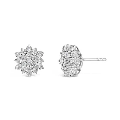 Sterling Silver 0.17CTW Diamond Snowflake Earrings