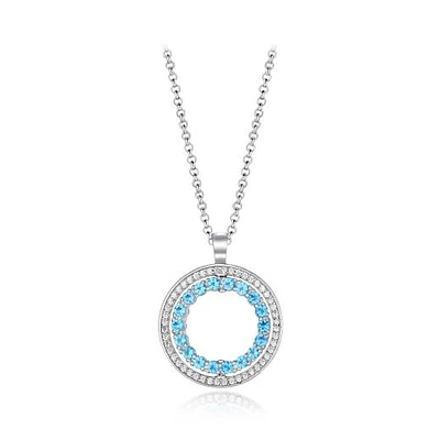 Sterling Silver Blue & White Topaz Circle Pendant