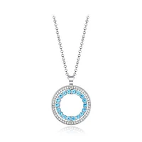 Sterling Silver Blue & White Topaz Circle Pendant