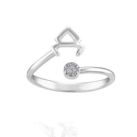 Sterling Silver Diamond Taurus Zodiac Ring - Size 5