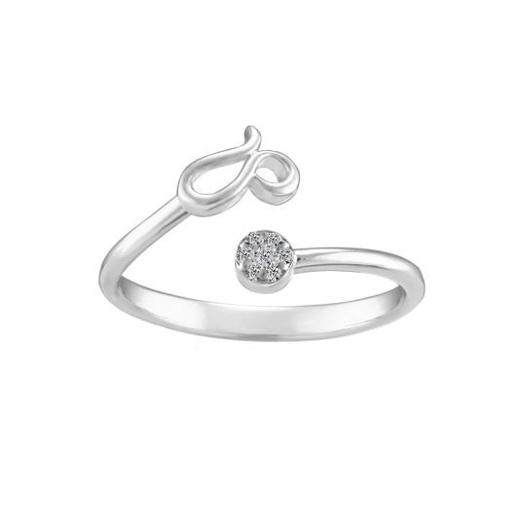 Sterling Silver Diamond Leo Zodiac Ring - Size 6