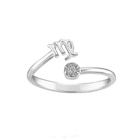 Sterling Silver Diamond Virgo Zodiac Ring - Size 5