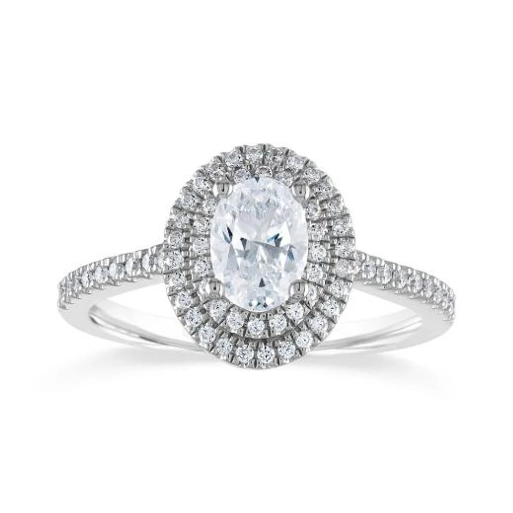 Diamond Revelations 14K White Gold 0.95CTW Oval Ring