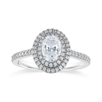 Diamond Revelations 14K White Gold 0.95CTW Oval Ring