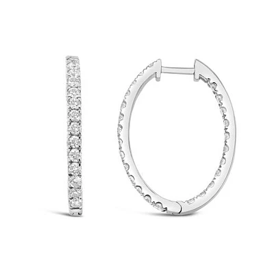 14K White Gold Lab Grown 2.00CTW Diamond Hoops