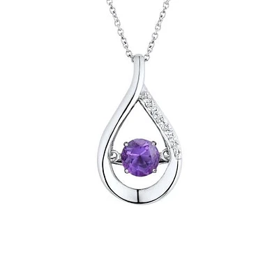 Sterling Silver Amethyst & Cubic Zirconia Dancing Pendant