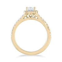 Diamond Revelations 14K Yellow Gold 0.70CTW Princess Cut Halo Ring