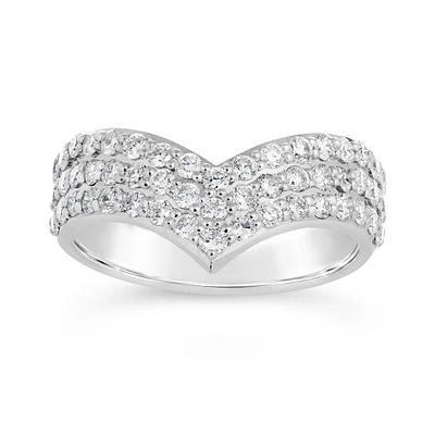10K White Gold 1.00CTW Diamond Chevron Band