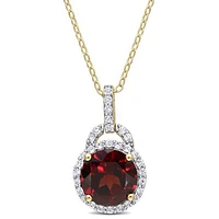 Julianna B Sterling Silver Yellow Plating Garnet & White Topaz Pendant