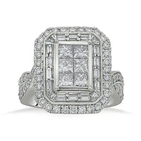 14K White Gold 2.00CTW Diamond Princessa Fashion Ring