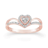 10K Rose Gold 0.10CTW Diamond Heart Ring