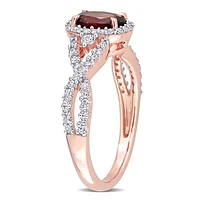 Julianna B 10K Rose Gold Garnet, White Topaz & 0.30CTW Diamond Ring