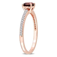 Julianna B 10K Rose Gold Garnet & 0.08CTW Diamond Ring