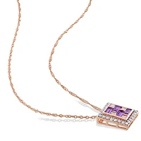 Julianna B 10K Rose Gold Amethyst & White Topaz Pendant