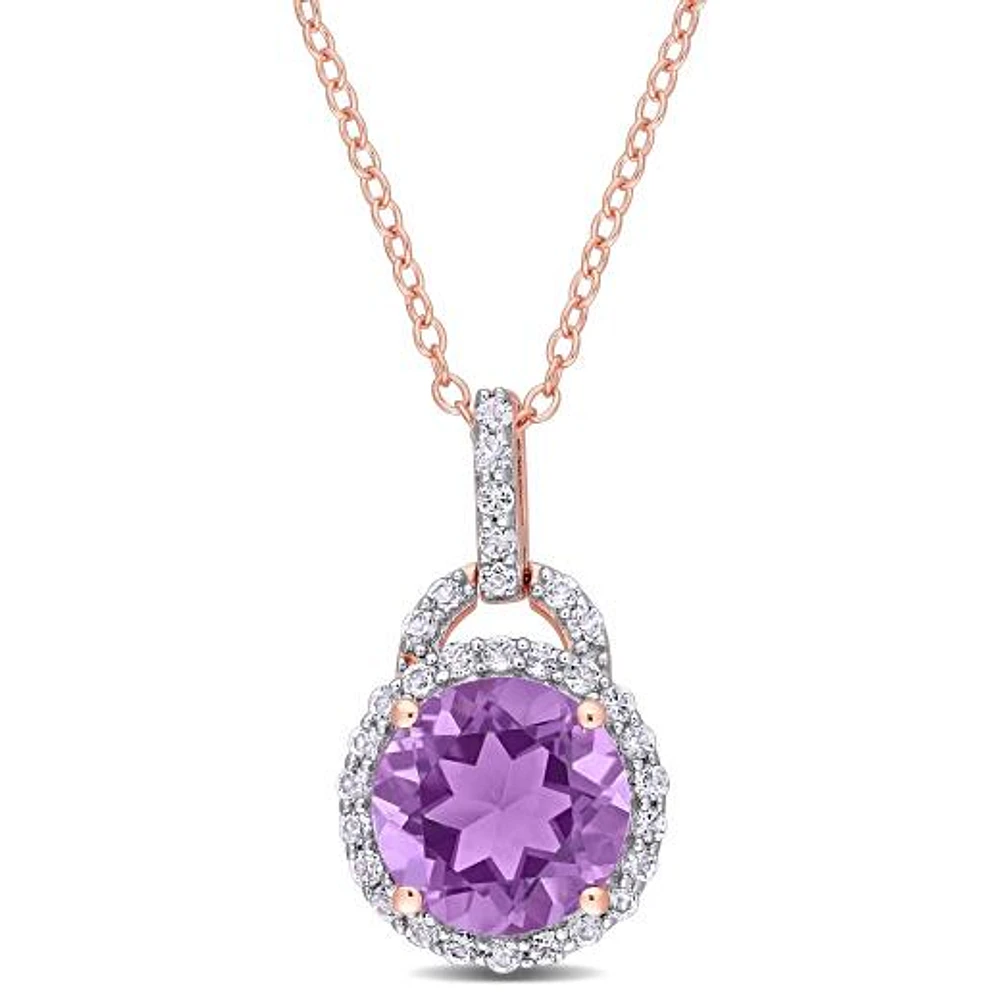 Julianna B Sterling Silver Amethyst & White Topaz Pendant