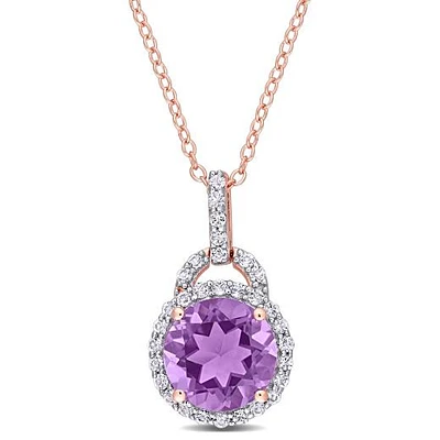 Julianna B Sterling Silver Amethyst & White Topaz Pendant