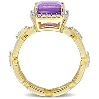 Julianna B Sterling Silver Amethyst & 0.06CTW Diamond Ring