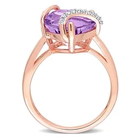 Julianna B Sterling Silver Amethyst & 0.05CTW Diamond Ring
