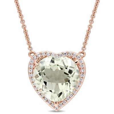 Julianna B 14K Rose Gold Green Quartz & 0.20CTW Diamond Pendant