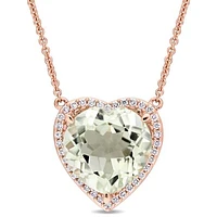 Julianna B 14K Rose Gold Green Quartz & 0.20CTW Diamond Pendant
