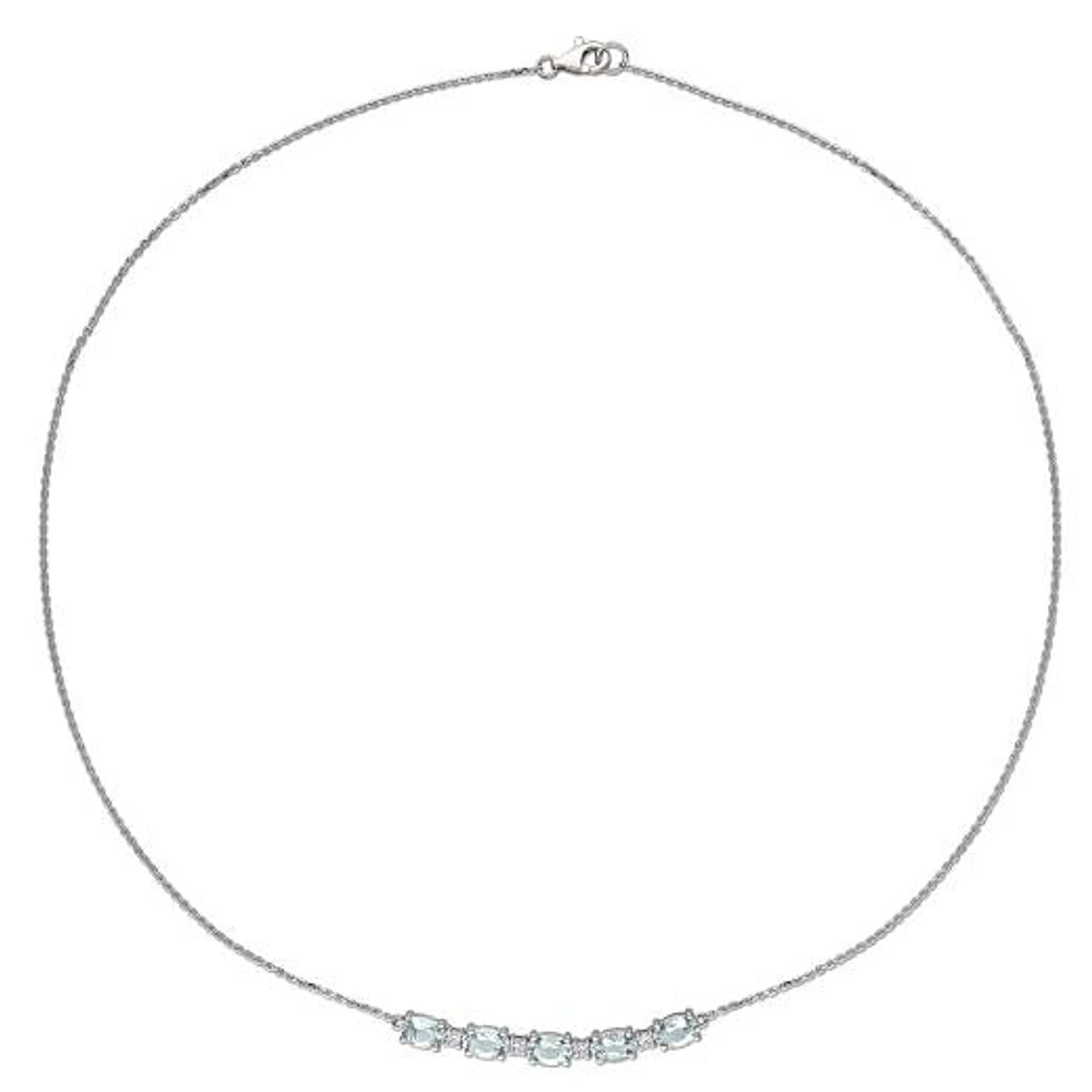 Julianna B 14K White Gold Aquamarine & 0.14CTW Diamond Necklace