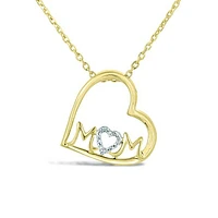 10K Yellow Gold 0.01CTW Diamond Heart Mom Pendant