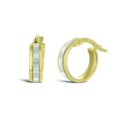 10K Yellow Gold Glitter Huggie Hoops