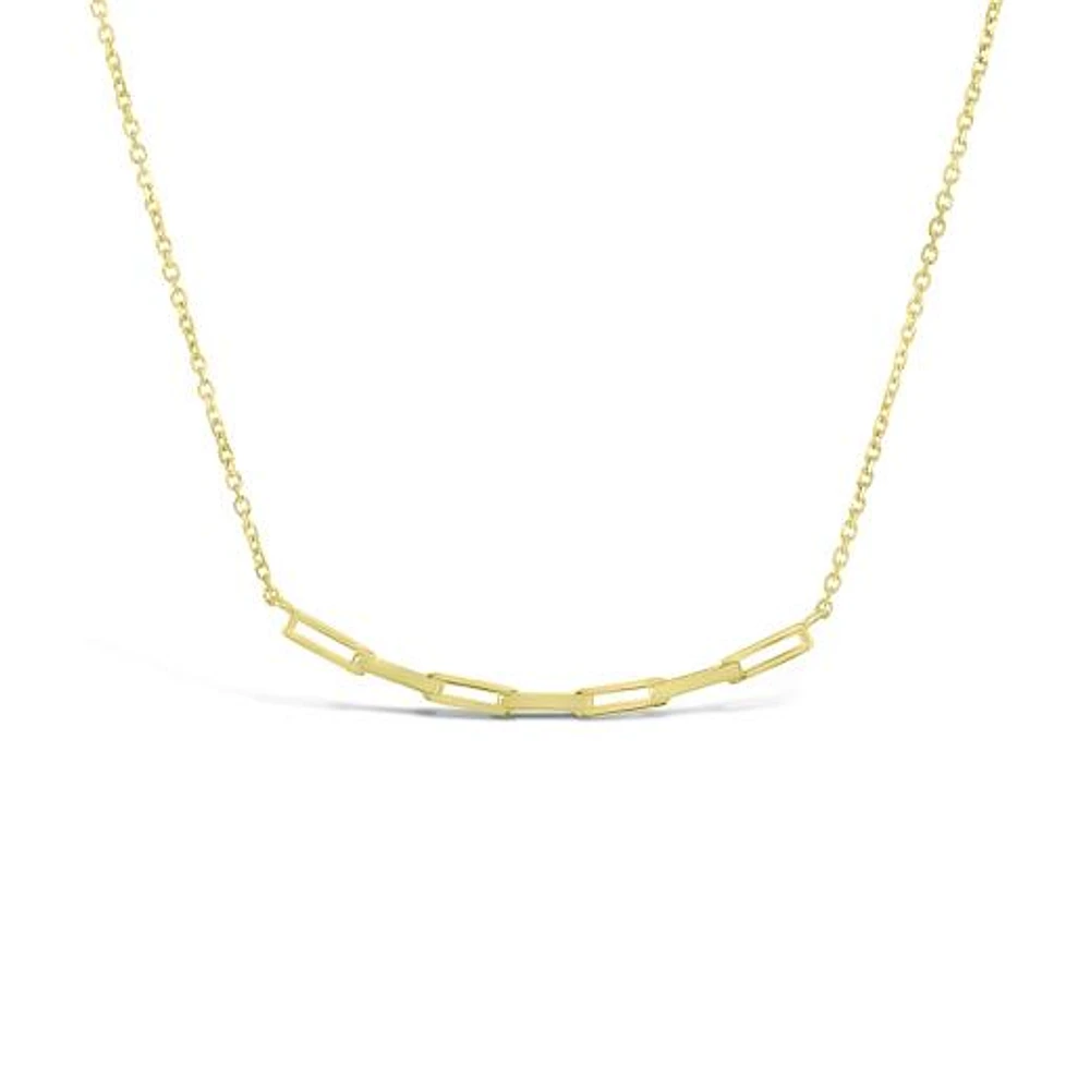 10K Yellow Gold Paperclip Bar Necklace