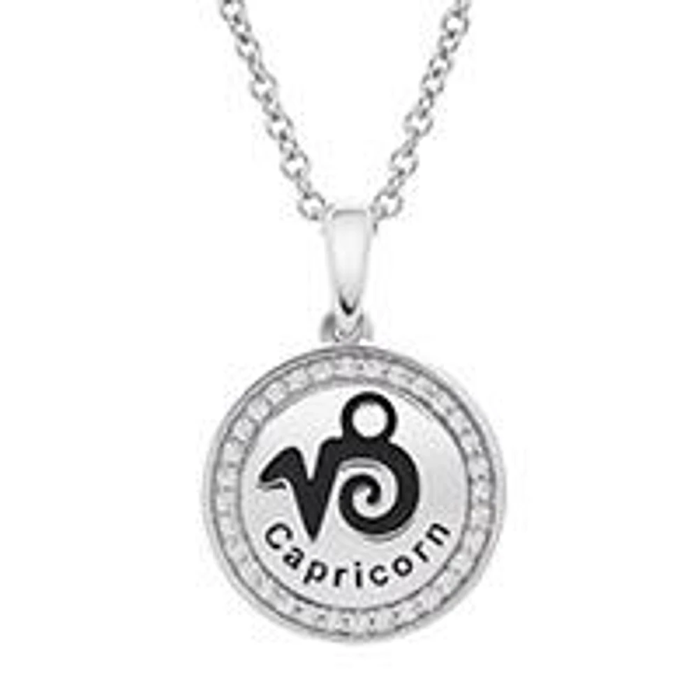 Sterling Silver Capricorn 0.10CTW Diamond Pendant
