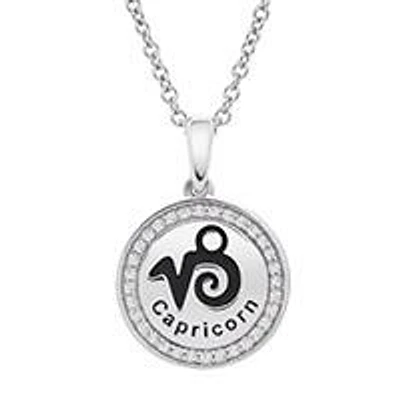 Sterling Silver Capricorn 0.10CTW Diamond Pendant