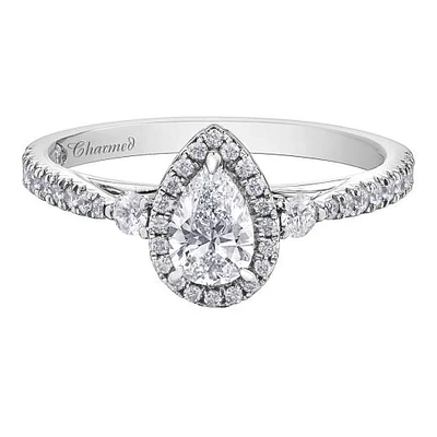 Charmed By Richard Calder 14K White Gold 0.86CTW Pear Diamond Ring
