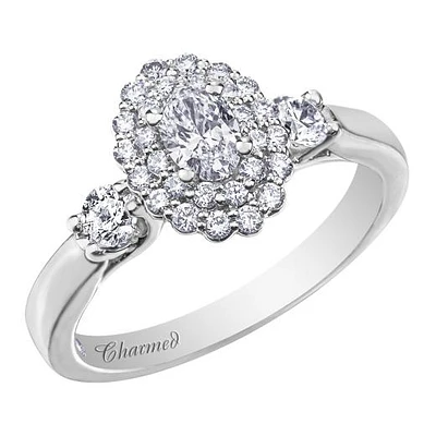 Charmed By Richard Calder 14K White Gold 0.87CTW Oval Diamond Ring
