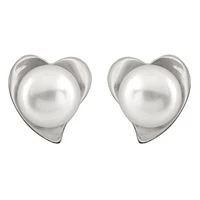 Sterling Silver 6-7mm White Freshwater Pearl Earrings