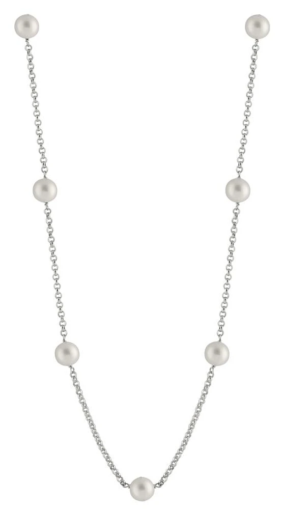 Sterling Silver 8-9mm White Freshwater Pearl 20" Necklace