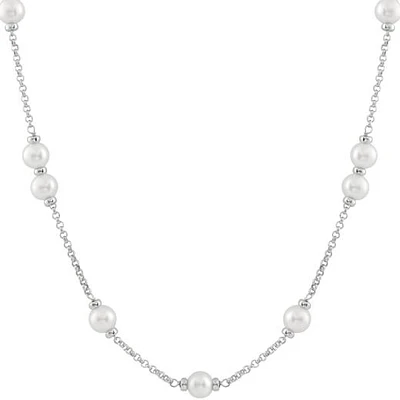 Sterling Silver 8-9mm White Pearls 18" Necklace