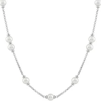 Sterling Silver 8-9mm White Pearls 18" Necklace