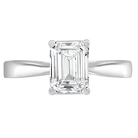14K White Gold Lab Grown Emerald Cut Diamond 1.90CT SI1/GH