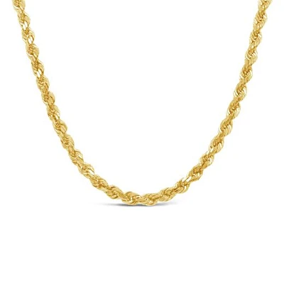 10K Yellow Gold 20" 2mm Semi Solid Diamond Cut Rope Chain