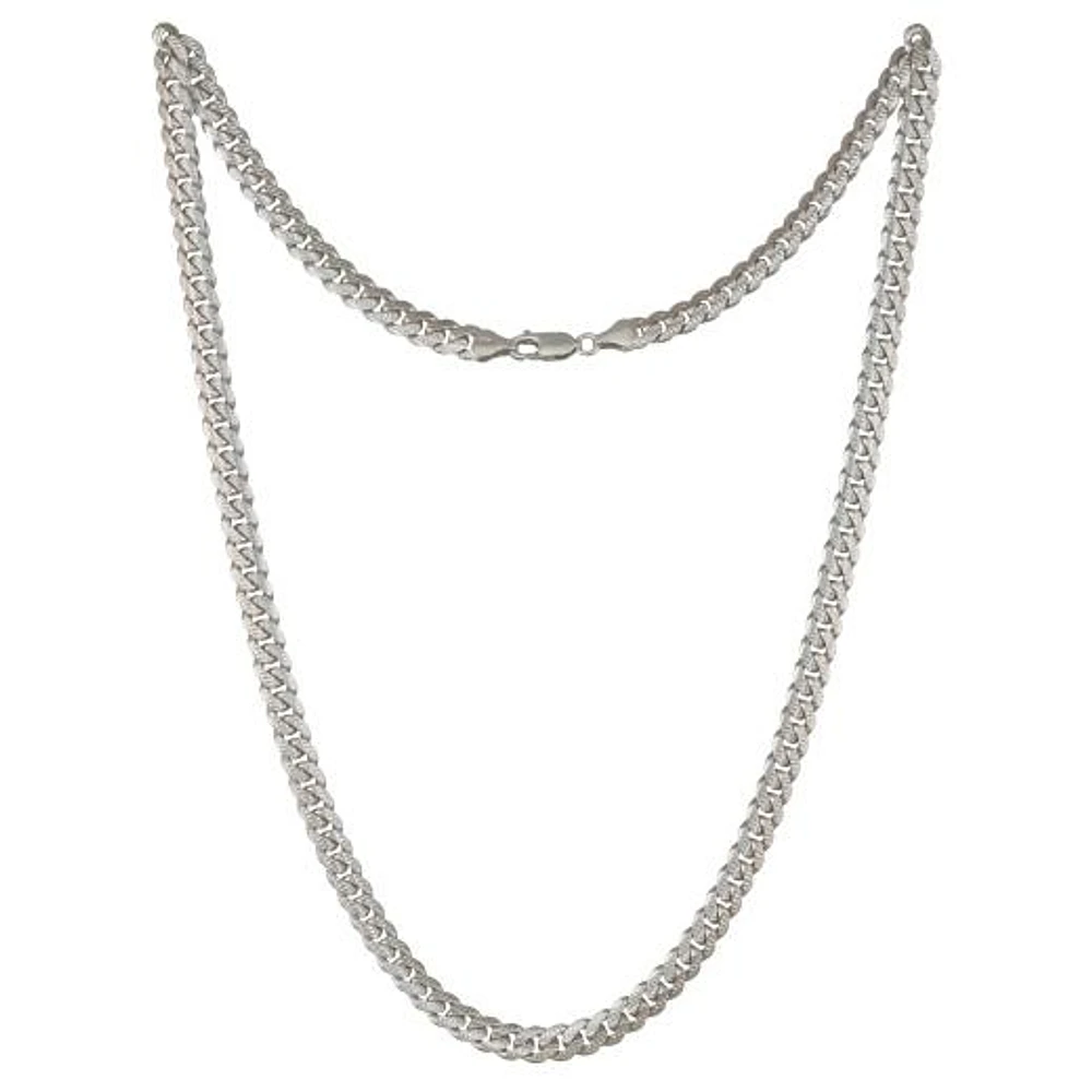 Sterling Silver 24" 5.3mm Pave Cut Curb Chain